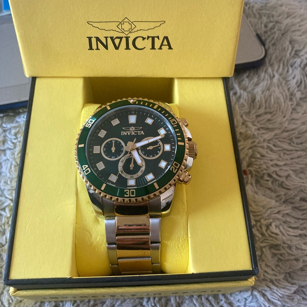 Invicta Gold and Green Chronograph Watch
